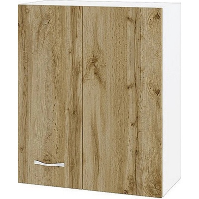 ИРИМ Горен шкаф за ъгъл с врата и рафт Сити БДД-17 бяло гладко / дъб дакота 60 см