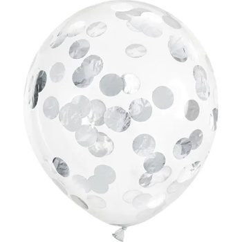 PartyDeco Балони с конфети - сребърни 6 бр