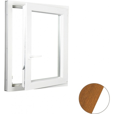 Aluplast Plastové okno jednokřídlo zlatý dub/bílé 900 x 1400 mm Pravé, Dvojsklo Ug= 1,1