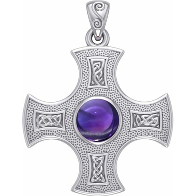Fantasy Šperky CAMELOT stříbrný kříž s ametystem MJW131