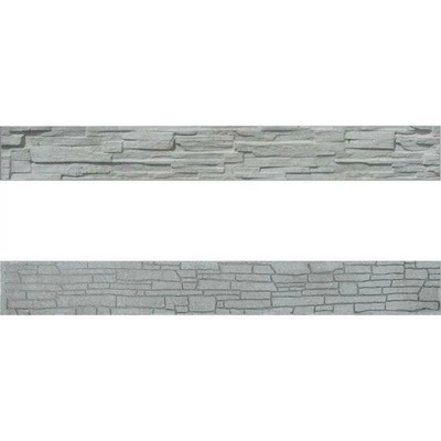 Betonová deska plotová sokl, oboustranná – 200 x 25 cm, štípaný a skládaný kámen - šedý