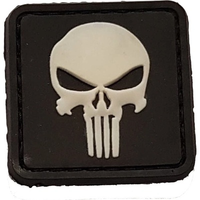 Plastové 3D patche 3D gumová nášivka PUNISHER Patch - Čierna