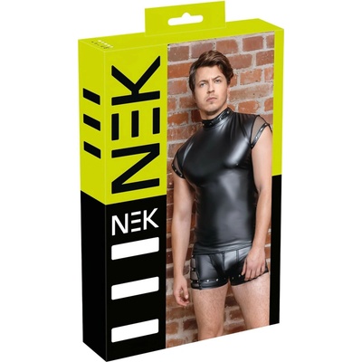 NEK pánske tričko s nitmi a sieťovanými vložkami čierne