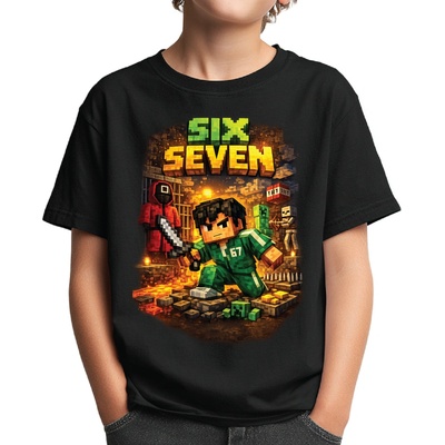 Fajntričko Kids tričko 67 six seven Minecraft style