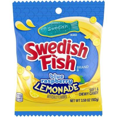Swedish Fish žvýkací bonbony s příchutí modré malinové limonády 102 g
