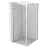 Mexen Mist-H Duo окачена душ кабина 75 x 75 см, прозрачна, златна четка - 8A5-075L-075P-55-00 (8A5-075L-075P-55-00)