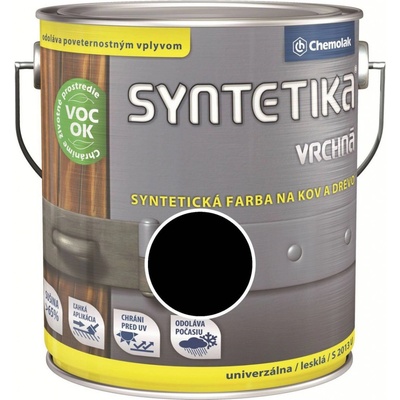 SYNTETIKA S 2013 U vrchná syntetická farba na kov a drevo 2,5L 1999 čierna