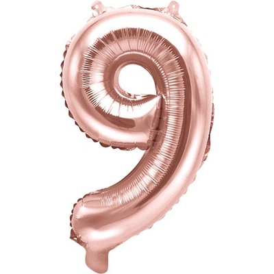 PartyDeco Fóliový balón Mini Číslo 9 ružovo zlatý