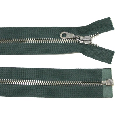 Kovový zip no.6 rozepínací 70cm zelený (stříbrné zoubky) 7mm