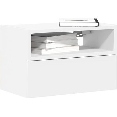 vidaXL Стенно нощно шкафче в бяло 45x26x28, 5 cm (858596)