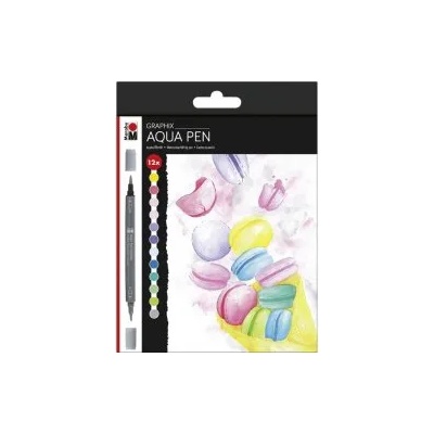 Marabu Двувърхи маркери Graphix Aqua Pen 12 цвята
