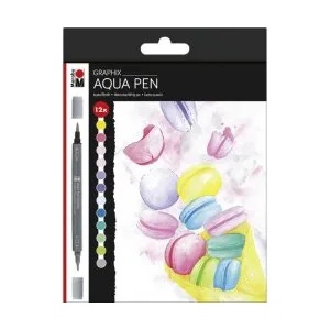 Marabu Двувърхи маркери Graphix Aqua Pen 12 цвята
