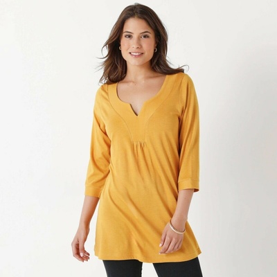 Blancheporte Jednofarebná tunika s ozdobným výstrihom a 3/4 rukávmi kari