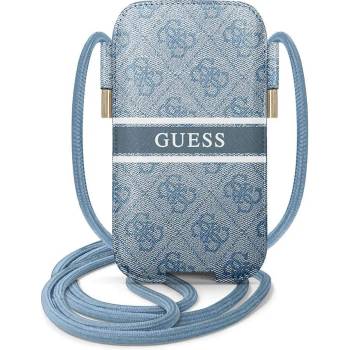 GUESS Pouch 4G Printed Stripe L - кожен калъф с връзка за мобилни телефони (син)