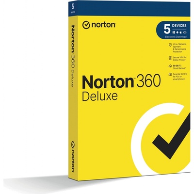 Norton 360 DELUXE 50GB 5 lic. 1 rok (21415000) – Sleviste.cz