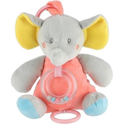 Teddies Slon natahovací hrací strojek chrastítko plyš 16x18cm barevný