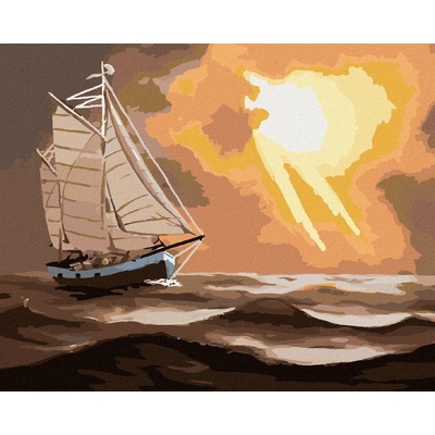 Zuty Malování Podle Čísel Plachetnice A Slunce Za Mraky D. Rusty Rust 80 x 100 cm Plátno Rám