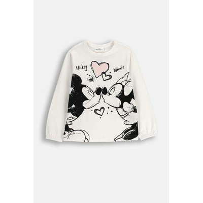 Coccodrillo Tričko s dlouhým rukávem ecru s potiskem postavy Mickey a Minnie Mouse licence MICKEY MOUSEvelikostkrémová