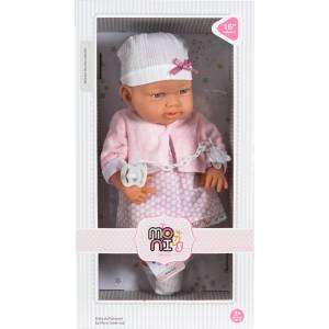 Moni Кукла Moni Toys - С розова рокля и биберон, 41 cm (111924)
