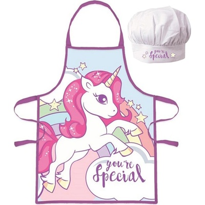 Euroswan Zástěra pro děti s kuchařskou čepicí Jednorožec