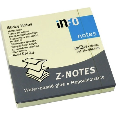 Самоз. Z листчета InfoNotes Жълт 75х75 mm 100 л (1901029-02-5644-01)