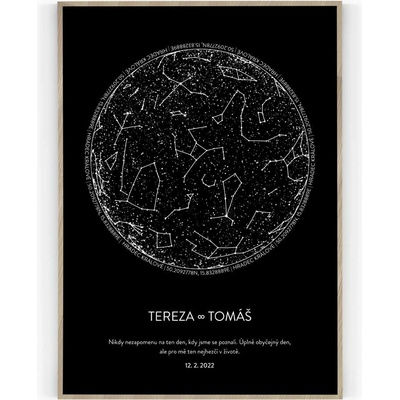 Hvězdná mapa Pololesklý saténový papír 30 x 40 cm