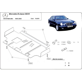 Scut Motor - Румъния Метална кора под двигател mercedes e (w210), седан от 1999 до 2002 (73696)