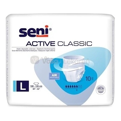Seni Active classic large nohavičky navliekacie absorpčné obvod 100-135 cm 10 ks