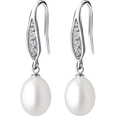 GRACE Silver Jewellery Stříbrné náušnice s bílou 9 mm perlou Susana, stříbro 925/1000 E1309 bílá