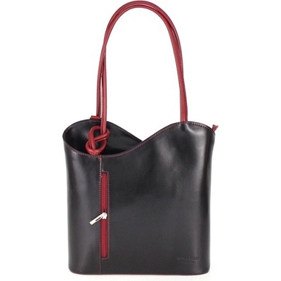 Made In Italy kožená kabelka 113 čierna + červená