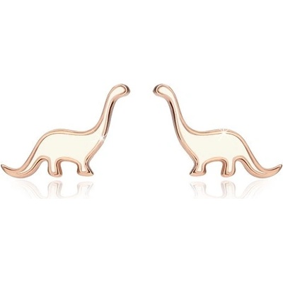 Šperky eshop dinosaurus měděné barvy ozdobený bílou glazurou puzetky A23.02