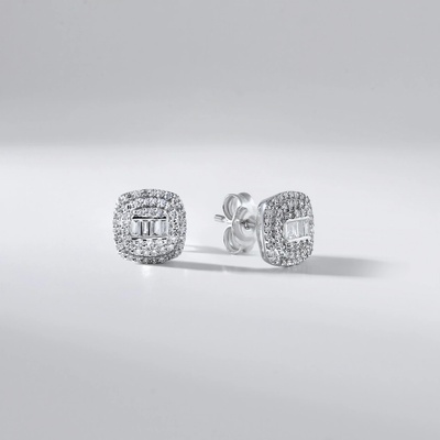 Lillian Vassago Zářivé peckové náušnice v bílém zlatě s brilianty LLV59-DER044W