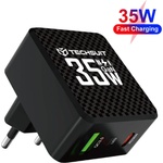 Techsuit Зарядно устройство Priza GaN, USB, Type-C, 35W - (CHPD173) - Черно