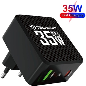 Techsuit Зарядно устройство Priza GaN, USB, Type-C, 35W - (CHPD173) - Черно