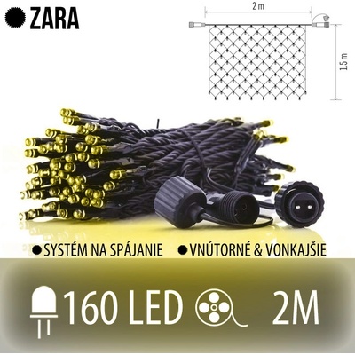 EMOS ZARA spojovateľná LED svetelná sieť vonkajšia 160LED 2M Teplá biela