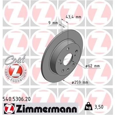 Brzdový kotúč (cena za 1ks) ZIMMERMANN 540.5306.20