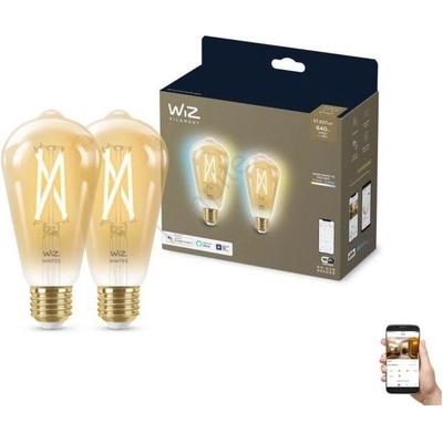 Philips К-кт 2бр. LED димируеми крушки VINTAGE ST64 E27/6, 7W/230V 2000-5000K Wi-Fi - WiZ (WI0082)