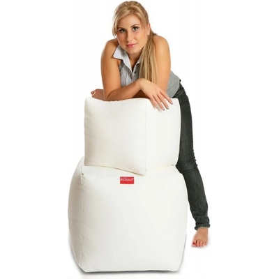 Ecopuf Taburetka - CUBE - S ekokůže E1 - Bílá