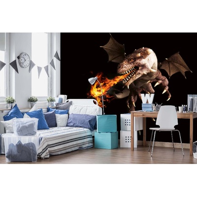 DIMEX ART Самозалепваща се флизелинова фототапета огнен дракон 375 x 250 см