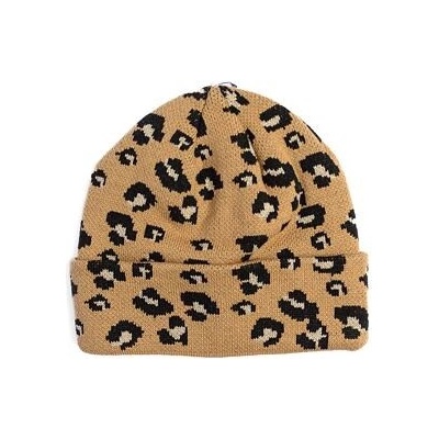 New Era Medium Knit Wide Leopard beanie Camel