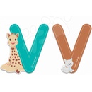 Janod drevené písmeno V Sophie The Giraffe tyrkysové hnedé