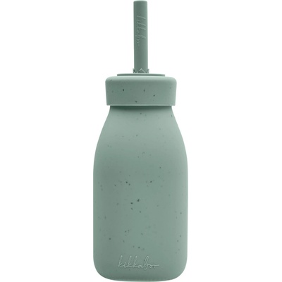 KikkaBoo Силиконово шише със сламка KikkaBoo Platinum Silicone - Sage, 200 ml (31302050019)