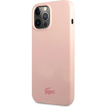 Lacoste Liquid Silicone Glossy Printing Logo Case - дизайнерски силиконов калъф за iPhone 13 Pro Max (розов)