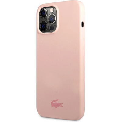 Lacoste Liquid Silicone Glossy Printing Logo Case - дизайнерски силиконов калъф за iPhone 13 Pro Max (розов)
