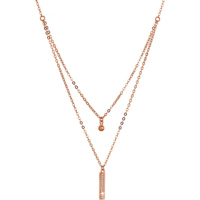 Pavona Pozlátený strieborný ROSE náhrdelník gulička a úzky obdĺžnik so zirkónmi biely 12057.1 crystal
