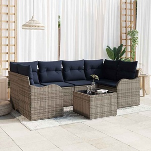 vidaXL Градински Софа Комплект Сив 55 x 55 x 37 см полиратан (3345605)