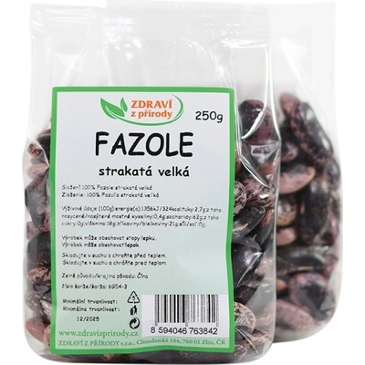 Zdraví z přírody Fazole strakatá velká 250 g – Zboží Dáma