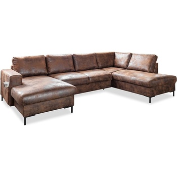 Miuform Кафяв U-образен разтегателен диван с имитация на кожа Vintage, десен ъгъл Lofty Lilly - Miuform (Lofty Lilly LCBKL-2Q-HAEECR TOH45)