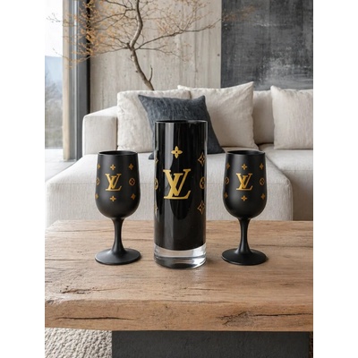 Darčekový box Louis Vuitton: sklenená váza a 2 sklenené poháre
