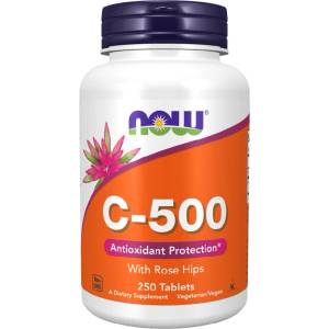 NOW NOW Vitamin C-500 with Rose Hips, 250 Tablets - fitnesdobavki - 29,14 лв